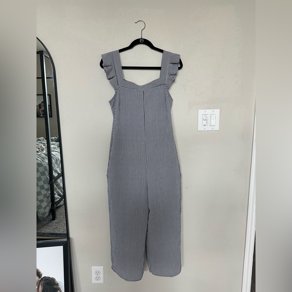 Black and White Striped Jumpsuit